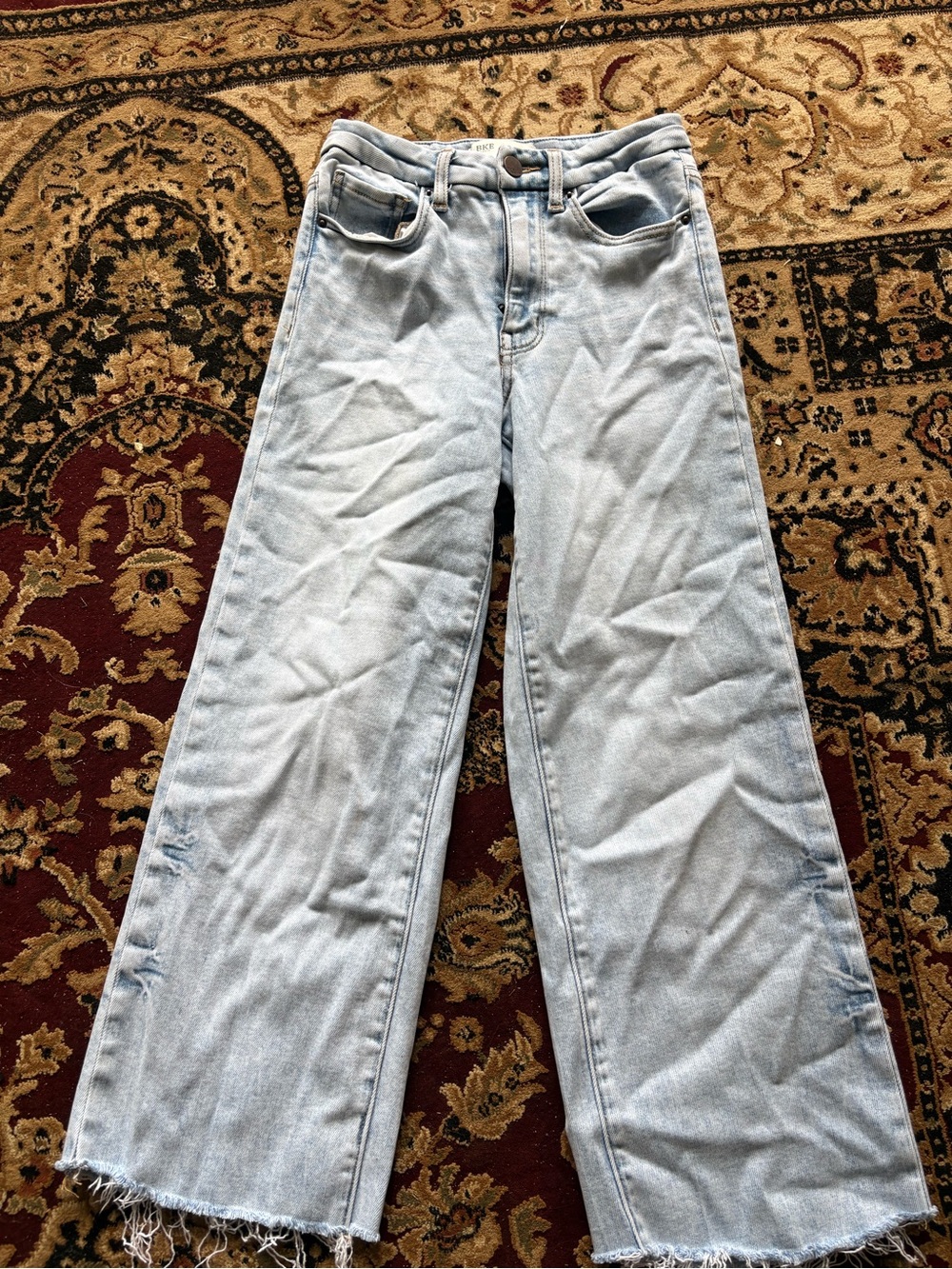 BKE Light Blue Wide Leg Jeans with Raw Hem